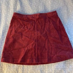 Forever 21 Burgundy velvet ribbed skirt
